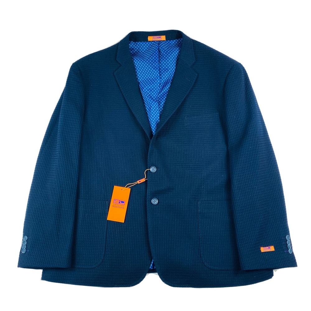 Steven Land Blue Textured Polyester Blend Blazer Mens 46S Gianni Jacket NWT